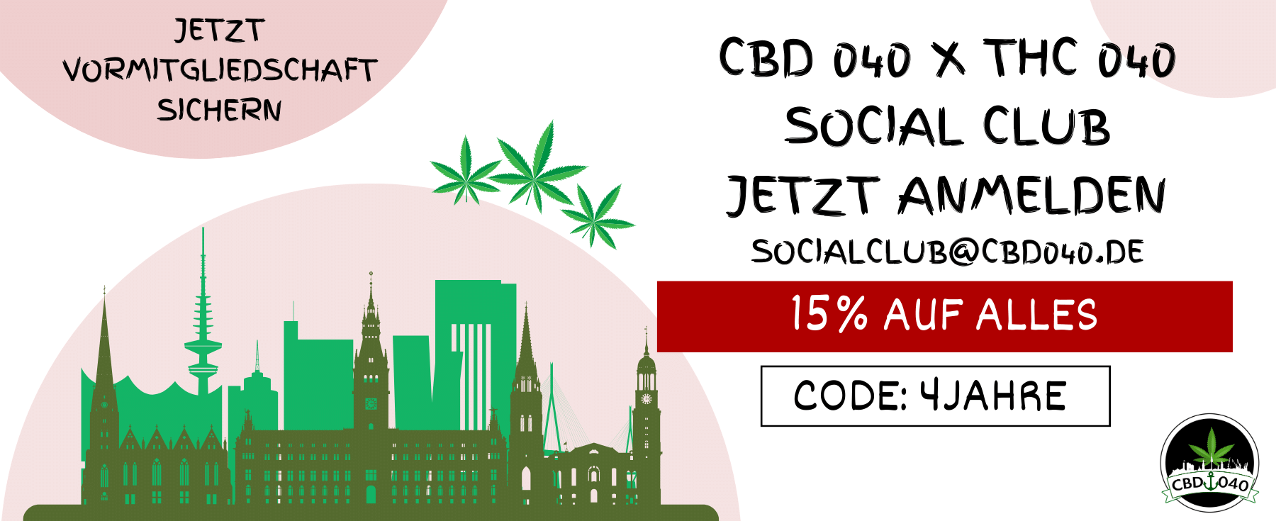 Entdecken Sie Hamburgs Erste Cannabis Social Club Initiative: Ein Leitfaden zur Legalisierung und Mitgliedschaft Banner mit Hamburg Zeichen zur Anmeldung für den Social Club in Hamburg