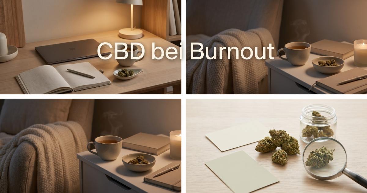 CBD bei Burnout: Kann CBD Blüten bei Stress, Erschöpfung und innerer Unruhe unterstützen? CBD bei Burnout, Blog Titelbild.