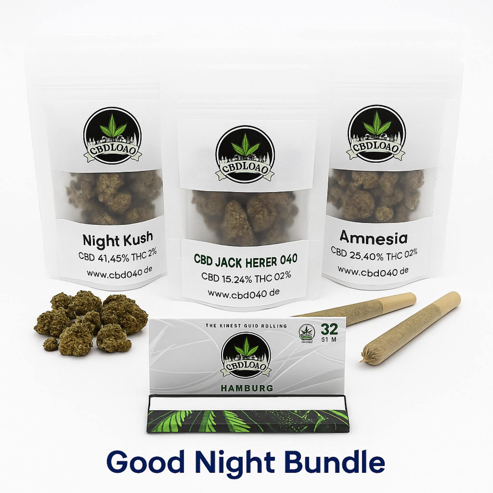 CBD Blüten Schlaf Set, ideal zum einschlafen, inkl. Hasch, fertig gerollte Joints und Papes CBD Blüten Schlaf Set, ideal zum einschlafen, inkl. Hasch, fertig gerollte Joints und Papes