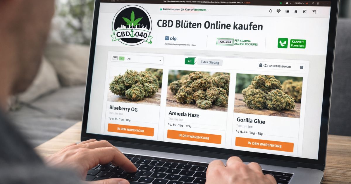 Person kauft CBD Blüten online im CBD040 Shop – Vergleich der besten CBD Online-Shops 2026