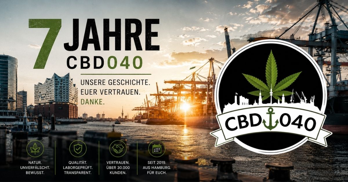 7 Jahre CBD040 – Jubiläum des Hamburger CBD-Shops mit Blick auf den Hamburger Hafen seit 2019