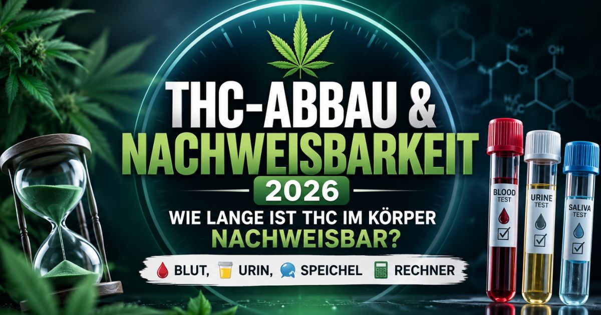 THC-Abbau & Nachweisbarkeit 2026 – Nachweiszeiten von THC im Blut, Urin und Speichel mit THC-Abbau-Rechner