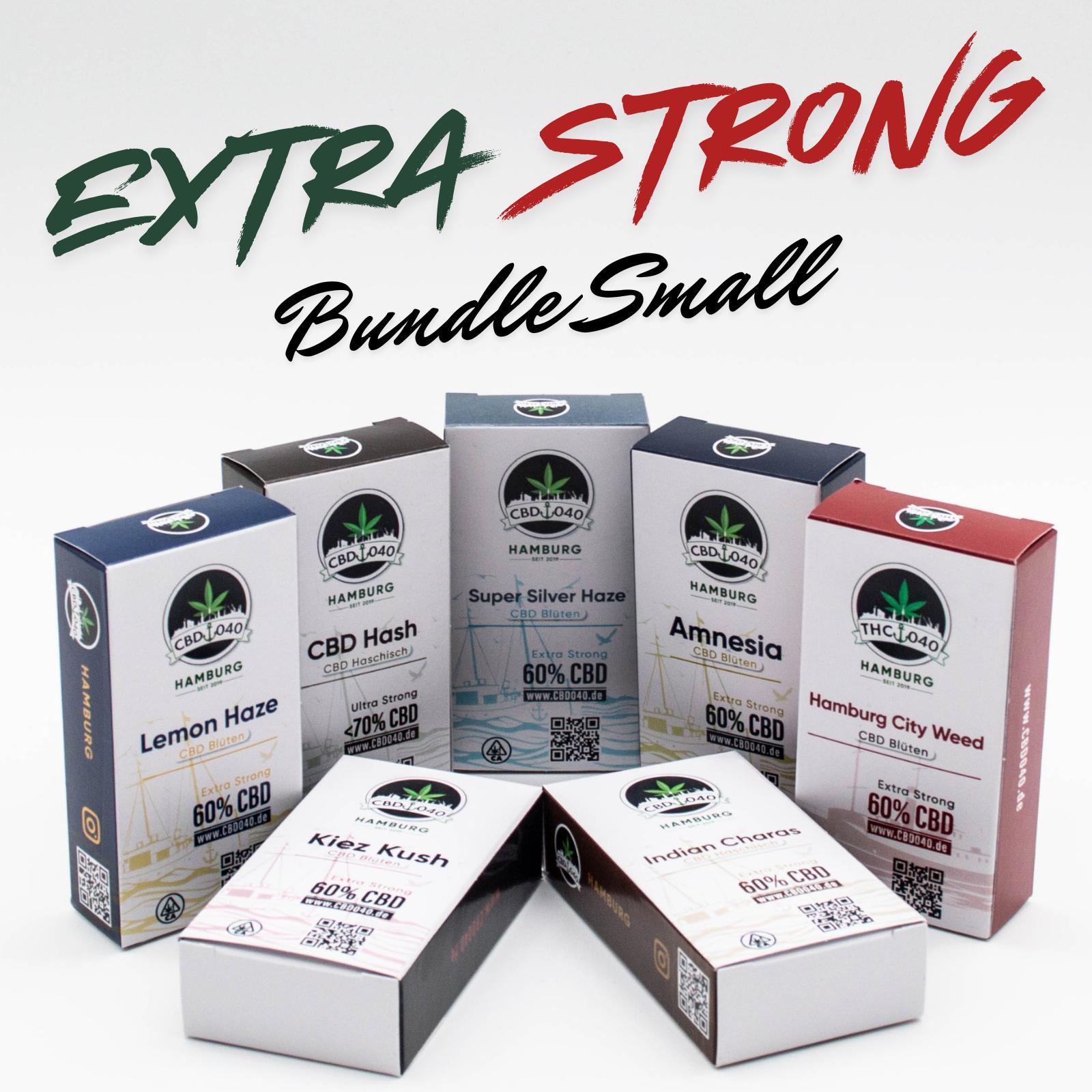 CBD Blüten Extra Strong Bundle Small kaufen – alle Sorten Cannabis Blüten mit 60% CBD im Vorteilspack – legal bestellen bei CBD040 - Cannabis ohne Rezept kaufen.