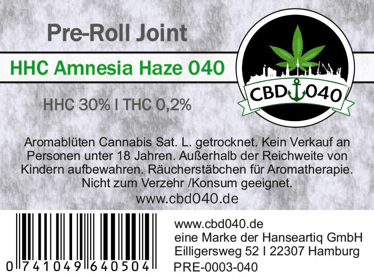 Pre-Roll Joint HHC Amnesia Haze 040 | HHC 30%
