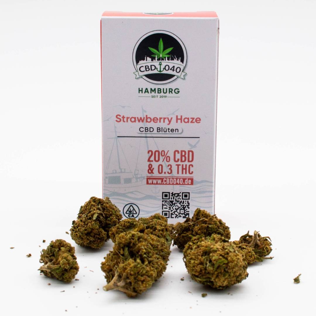 Strawberry Haze CBD Blüten von CBD040 legal Cannabis ohne Rezept kaufen mit Klarna und kauf auf Rechnung